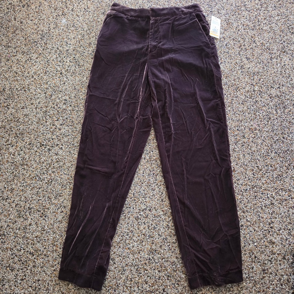 Universal Thread Womens Velvet High-Rise Straight Leg Pants Dark Purple Size 8